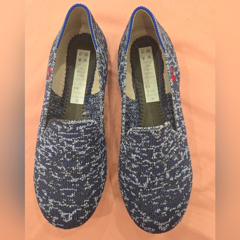 Rothy's Navy and White Patterned Loafers NO INSOLE‎